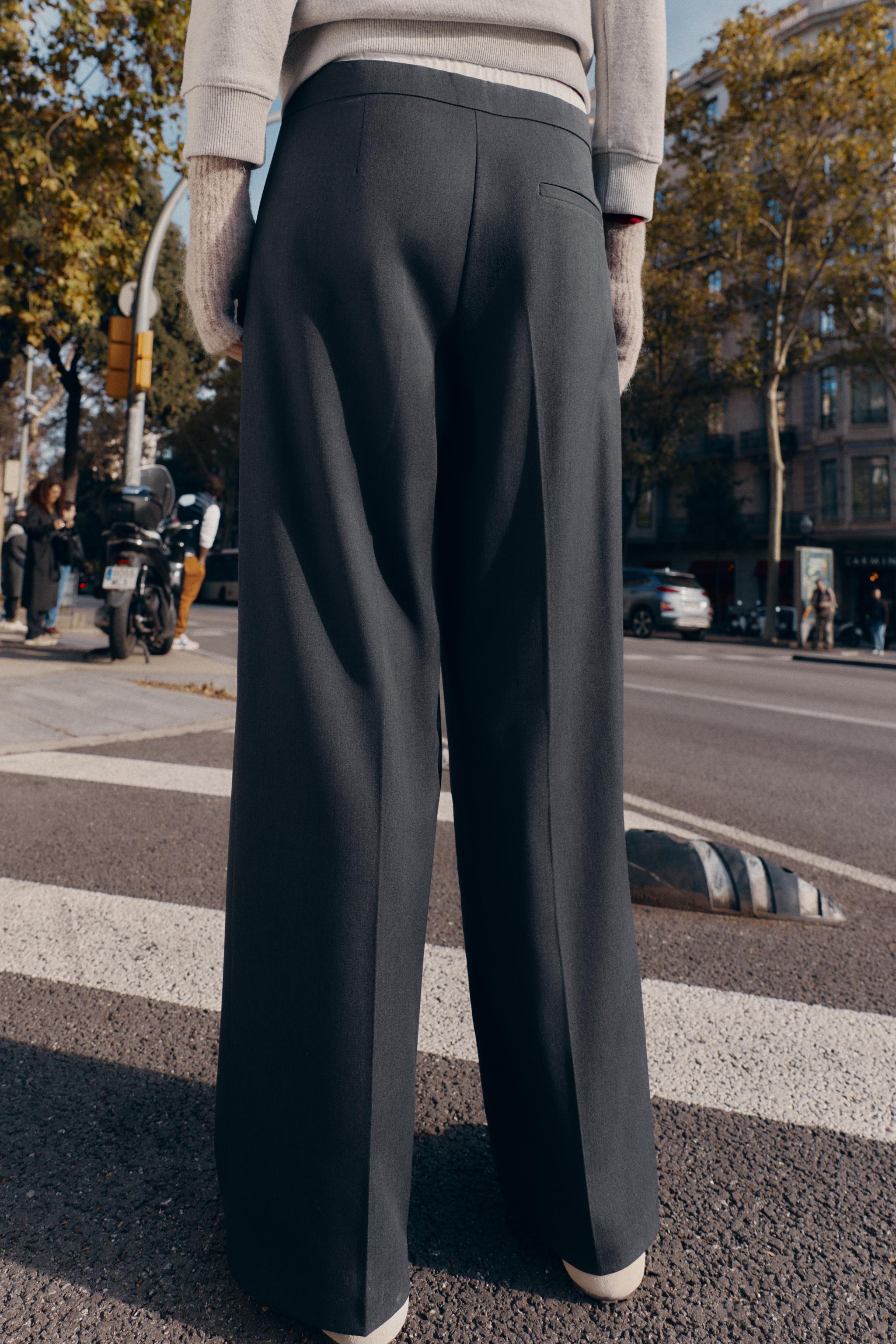 DOUBLE WAISTBAND WIDE-LEG PANTS